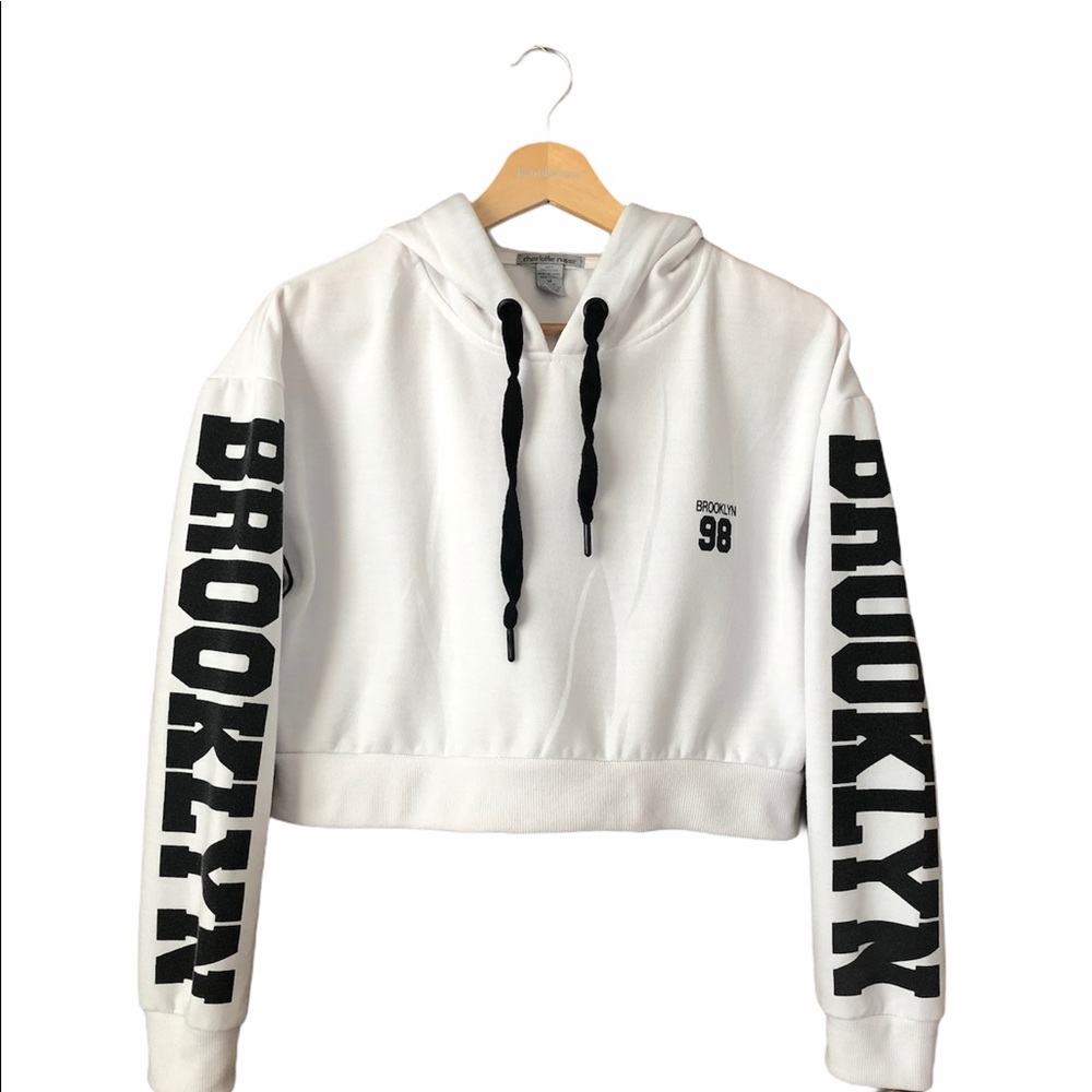 Charlotte Russe Cropped Pull Over Hoodie Size M